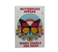 Butterflies Appear Metal Sign - Easy-to-Hang Wall Decor - Fun Tin Signs for Man Cave - Metal Dorm Room Decorations, Garage Signs, and Man Cave Signs