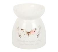 Butterflies Appear Oil Burner | White Ceramic with Memorial Butterfly Design | Aromatherapy Wax & Oil Warmer | Remembrance Gift | For Use with Diluted Fragrance Oils