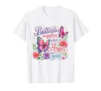 Butterflies Appear When Angels are Near Memorial Butterfly Value Graphic T-Shirt, Men, White, S