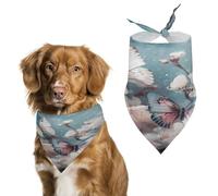 Butterflies are Flying Pet Scarf Adjustable Pet Accessories Triangular Scarf Washable Floral Print Puppy Bib Bandana Stylish Comfortable Cat Scarves for Holiday Scarfs