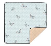Butterflies Blue and White Striped Large Non-Slip Baby Care Play mat for Floor Comfortable Foldable Tummy Time Activity Mat for Baby Toddler Infant, 50'' x 50''