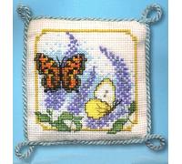 Butterflies & Buddleia Counted Cross Stitch Pin Cushion Kit by Textile Heritage