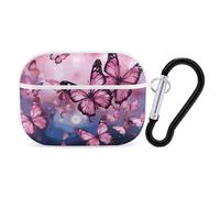 Butterflies Case Cover with Keychain Shockproof Hard Shell Protective Case for 2nd/1st Generation Case for Women Men Bluetooth Earbuds Case