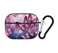 Butterflies Case Cover with Keychain Shockproof Hard Shell Protective Case for 2nd/1st Generation Case for Women Men Bluetooth Earbuds Case