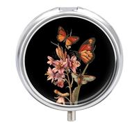 Butterflies Caterpillars Asphodel Round Pill Box Organiser 3 Compartment Medicine Case