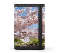 Butterflies Chase The Spring Light Trifold Wallet for Men Women Stylish Slim Trifold Wallet Minimalist Front Pocket Outdoor Sports Wallets Large Capacity Cards Purse Coin And Credit Card Holder
