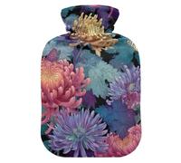 Butterflies Chrysanthemums Colorful Elegant hot-Water Bottle with Soft Cover, 1L hot Compress Bag for Pain Relief