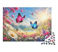 Butterflies Daisies Jigsaw Puzzle 1000 Pieces for Adults | 70x50cm Thick Paperboard, HD Printing, Laser Cut Smooth Interlock, Clean Edges, No Gaps, Living Room Decor