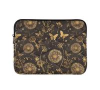 Butterflies Dandelions Pattern Butterflies Gold 13-14 Inch Sleeve for Laptop Stylish Carrying Bags with Zipper for Business Journey Work