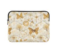Butterflies Dandelions Pattern Butterflies Gold Sleeves for Laptops Cute Computer Carrying Bags 13 Inch 14 Inch Business Journey Work