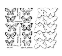 Butterflies Dies and Stamp Sets for Card Making Change is Good,Dream Big,Make a Wishes,Words Phrase Clear Rubber Stamp for DIY Scrapbooking Metal Cutting Dies for Paper Crafting Handmade Crafts