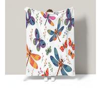Butterflies Dragonflies Throw Blanket Watercolor Graffiti Animals Blanket Cozy Soft Lightweight Flannel Plush Blankets for Living Room Bedroom Couch Sofa Chair 150x200cm