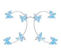 Butterflies Ear Bone Clip Earrings 1 Pair Copper Non-piercing Blue