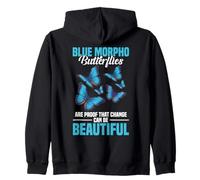 Butterflies Entomologist Insect Lover Beautiful Blue Morpho Zip Hoodie