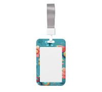 Butterflies-Flowers-Blue Abs Vertical Id Badge Holder, Name Badge with Clear Scanning Film