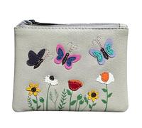Butterflies & Flowers Card and Coin Purse Mala Leather - Sophia Collection (Grey), 4215but