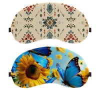 Butterflies Flying Blooming Sunflowers 2-Pack Light-Blocking Soft Breathable Sleep Mask Eye Patch Eye Cover