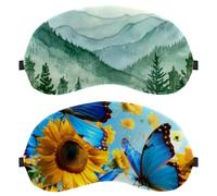 Butterflies Flying Blooming Sunflowers 2-Pack Light-Blocking Soft Breathable Sleep Mask Eye Patch Eye Cover