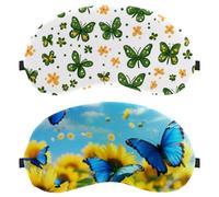 Butterflies Flying Blooming Sunflowers Blue Sky 2-Pack Light-Blocking Soft Breathable Eye Patch Sleeping Masks