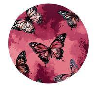 Butterflies Flying on Pink Leopard Skin Pattern Small Round Mouse Pad, Anti-Slip Rubber Computer Mousepad for Office Home Gaming Laptop, 10 x 10 Inch
