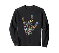Butterflies I Love You Hand Sign Language ASL Awareness Art Sweatshirt