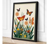 Butterflies in Bloom Canvas Wall Art Print 18x12 Inch (46 x 30 cm)