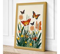 Butterflies in Bloom Canvas Wall Art Print 30x20 Inch (76 x 51 cm)