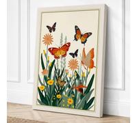Butterflies in Bloom Canvas Wall Art Print 30x20 Inch (76 x 51 cm)