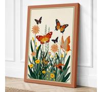 Butterflies in Bloom Canvas Wall Art Print 36x24 Inch (91 x 61 cm)
