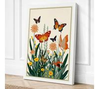 Butterflies in Bloom Canvas Wall Art Print 36x24 Inch (91 x 61 cm)