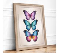 Butterflies in Study Botanical Framed Wall Art Print A3 (42×29.7cm) Oak, Wall Decor for Living Room, Bedroom, Office & Home, Ready to Hang, Art Gift