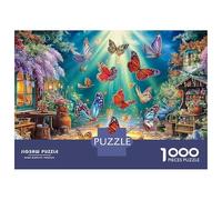 Butterflies Jigsaws 1000 Piece Puzzle in Enchanted Garden Challenge High Difficulty Educational Games for Adults Kids 38x26cm/1000pcs