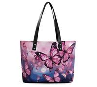 Butterflies Leather Tote Bag for Women Work Shoulder Purses with Zipper Waterproof Large Computer Shoulder Bag Fashion Ladies Shoulder Handbag Reusable Shopping Bags