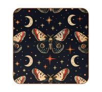Butterflies Moth Moon Microfiber Leather Coaster