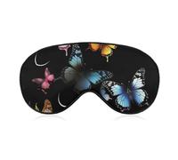 Butterflies on Black Background Eye Mask, Side Sleeping Mask Light Blindfold Sleeping Mask Nose Pad and Elastic Band for Children Women and Men