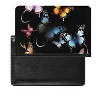 Butterflies on Black Background Passport Cover Protector Rfid Blocking Passport Holder Id Card Holder Secure Travel Wallet Organizer for Passport Tickets Credit Cards, style, One Size