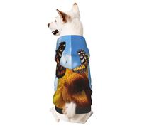 Butterflies on Flowers Pet Clothes for Dogs - Soft and Warm Dog Hoodie Sweater, Suitable for Small and Medium-Sized Dogs and Cats,Black