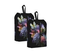 Butterflies On Flowers Printed Travel Shoe Storage Bag Waterproof Jacquard Fabric is Lightweight, with Strong Handle and Central Zipper.