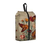 Butterflies On Flowers Printed Travel Shoe Storage Bag Waterproof Jacquard Fabric is Lightweight, with Strong Handle and Central Zipper.