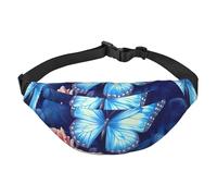 butterflies on roses Fanny Pack for Men Women Belt Bag Fashion Waist Bag Everywhere Crossbody Bag Wallet Hip Bum Bag with Adjustable Strap Waterproof Chest Bag for Travel Hiking Sports, Black, One