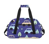 Butterflies Pattern Gym Bag Sports Duffle Bag Weekend Sleepover Duffel Bags Small Travel Tote for Overnight Workout Gymnastics Dance Ballet, Cars Theme Pattern, 18.9 x 8.7 x 10.6 in, Duffel Bags