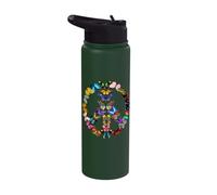 Butterflies Peace Sign Love Butterfly 60s Retro Hippie Gift Stainless Steel Insulated Water Bottle