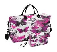 Butterflies Pink Art Sports Swim Gym Bag Weekender Duffel Travel Bags Handbag with Makeup Storage Bag for Girls Men