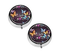 Butterflies Print Pill Box 3 Compartment Medicine Pill Case,Portable for Pocket Or Purse Pill Organizer Decorative Metal Medicine Vitamin Organizer Unique Gift