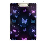Butterflies Purple Clipboard Acrylic Writing Clipboards Standard A4 Letter Size Clipboards with Low Profile Metal Clip for Women Men Teachers Nurses