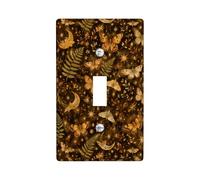 Butterflies Single Light Switch Cover Plate, Autumn Nature Moths Crescent Moons Autumn Brown Plastic Standard Size Decorative Wall Plates for Home Living Room New Apartment Decor (Single)