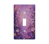 Butterflies Single Light Switch Cover Plate, Floral Fanciful Flowers Lavender Spring Violet Plastic Standard Size Toggle Light Switch Cover for Home Living Room New Apartment Decor (Single)