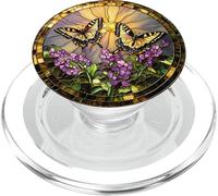 Butterflies Sunlit Flowers Round Art PopSockets PopGrip for MagSafe