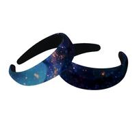 Butterflies with Flowers Sparkle Trail in the Sky Hairbands for Women Girls, 2 Packs Wide Head Bands Hoops for Hair, Velvet Thick Padded Hairband Hair Band Hoops