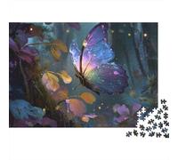 Butterfly 1000 Piece Puzzles Beautiful View Neon Butterfly Flutter Wall Decoration Educational Game Gifts Puzzles for Adults Jigsaw Puzzles for Adults 38x26cm/1000pcs